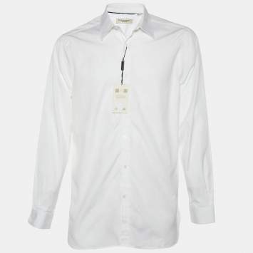 Pre Owned Burberry White Cotton Button Front Treyforth Shirt L