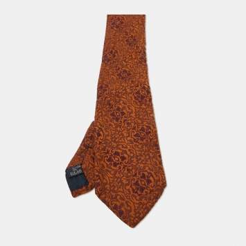 Pre Owned Burberry Brown Paisley Print Silk Tie