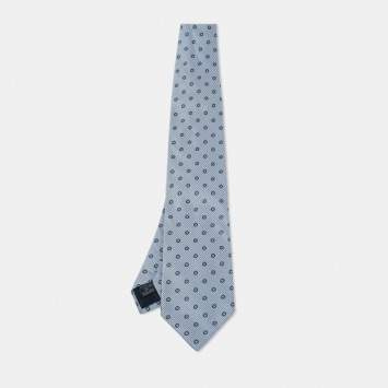 Pre Owned Burberry London Blue Jacquard Silk Traditional Tie 