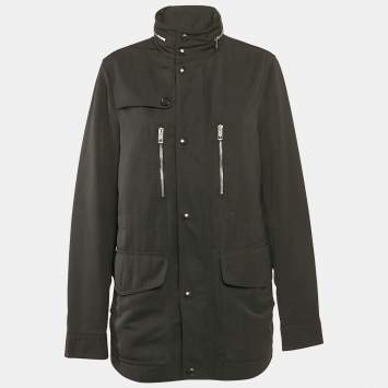 Pre Owned Burberry London Black Synthetic Zip-Up Hooded Jacket L