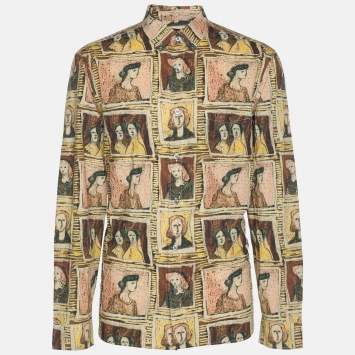 Burberry Multicolor Frame Head Print Cotton Front Button Shirt L