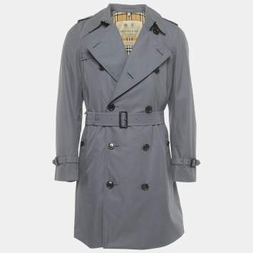 Pre Owned Burberry Grey Cotton Chelsea Heritage Mid Length Trench Coat M