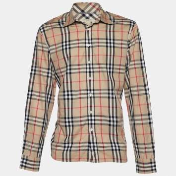 Pre Owned Burberry London Beige Nova Check Cotton Button Front Shirt XXL