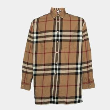 Pre Owned Burberry Brown House Check Flannel Cotton Button Front Shirt XL