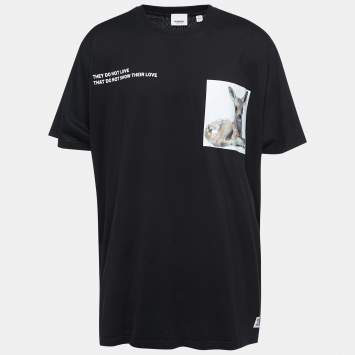 Pre Owned Burberry London Black Bambi Print Cotton Crew Neck T-Shirt XXL