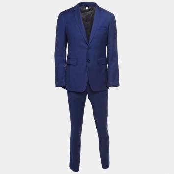 Pre Owned Burberry London Navy Blue Wool Suit M