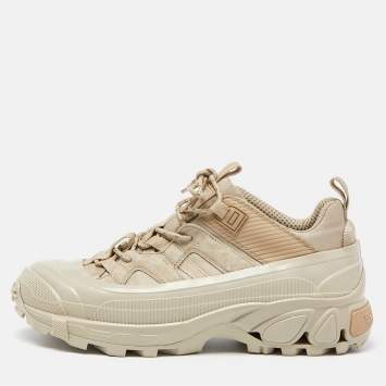 Pre Owned Burberry Beige Suede and Rubber London Low Top Sneakers Size 42