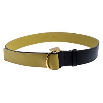 Pre Owned Burberry Black Leather Double D-Ring Belt 120CM