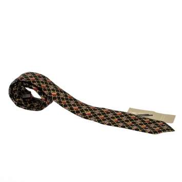 Pre Owned Burberry Black Archive Scarf Print Narrow Silk Tie