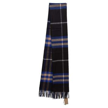 Pre Owned Burberry Bright Cobalt Classic Check Cashmere Scarf