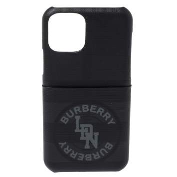 Pre Owned Burberry Black Coated Canvas iPhone 11 Pro Case 