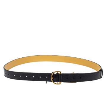 Pre Owned Burberry Black Leather Double D Ring Belt 100CM
