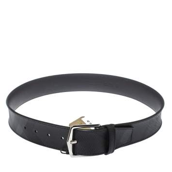 Pre Owned Burberry Grey Smoked Check Coated Canvas Joe Buckle Belt 80CM
