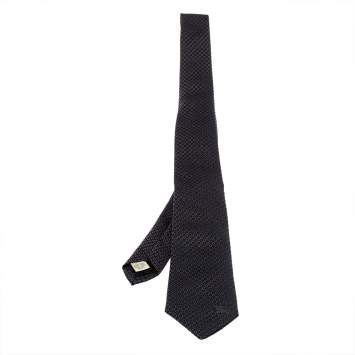 Pre Owned Burberry Black Jacquard Pattern Rohan Silk Tie