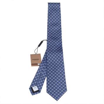 Pre Owned Burberry Pebble Blue Monogram Manston Silk Tie