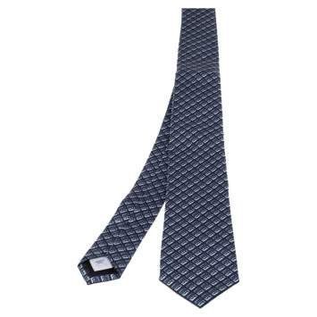 Pre Owned Burberry Pebble Blue Monogram Manston Narrow Silk Tie