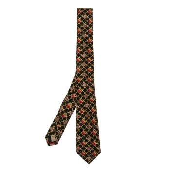 Pre Owned Burberry Black Archive Scarf Print Silk Slim Tie