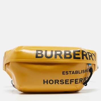 Pre Owned Burberry Yellow Coated Canvas Medium Sonny Bum Bag