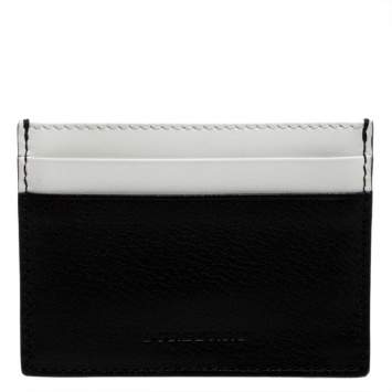 Pre Owned Burberry Black/White Leather Sandon Card Holder