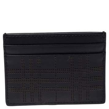 Pre Owned Burberry Black Leather Sandon Card Holder