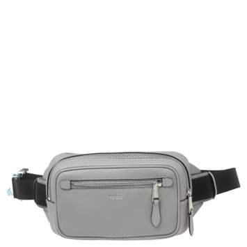 Pre Owned Burberry Grey Leather and Nylon West Belt Bag