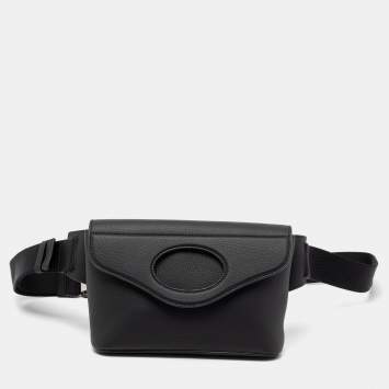Pre Owned Burberry Black Leather Pocket  Belt Bag