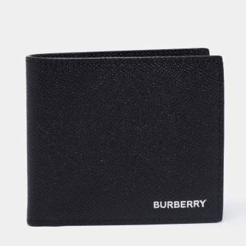 Pre Owned Burberry Black Grained Leather Bifold Wallet