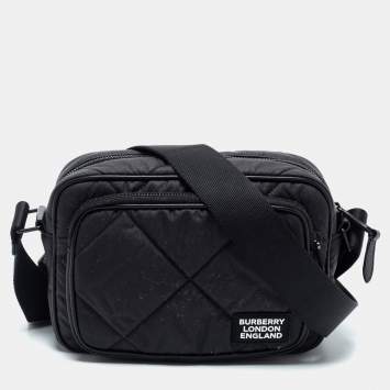 Pre Owned Burberry Black Quilted Canvas and Leather Paddy Crossbody Bag