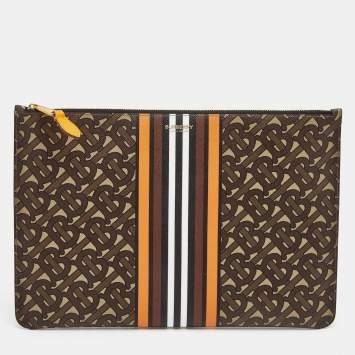 Pre Owned Burberry Multicolor TB-Print Coated Canvas Pouch