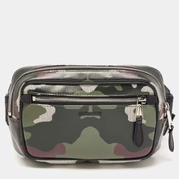 Pre Owned Burberry Green Camo Print Canvas West Belt Bag