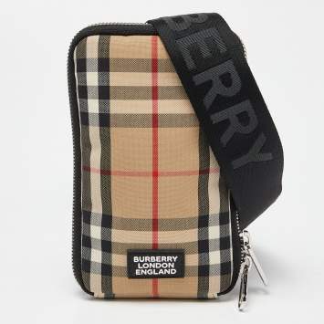 Pre Owned Burberry Beige Vintage Check Canvas Phone Case