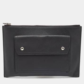 Pre Owned Burberry Black Leather Oscar Zip Pouch
