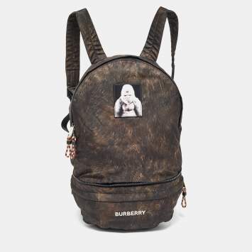 Pre Owned Burberry Black/Brown Nylon Convertible Backpack
