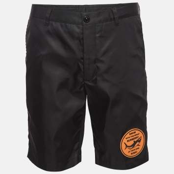 Pre Owned Burberry Black Shibden Shark Applique Nylon Chino Shorts M