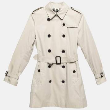 Pre Owned Burberry Beige Cotton Double Breasted Trench Coat XXS