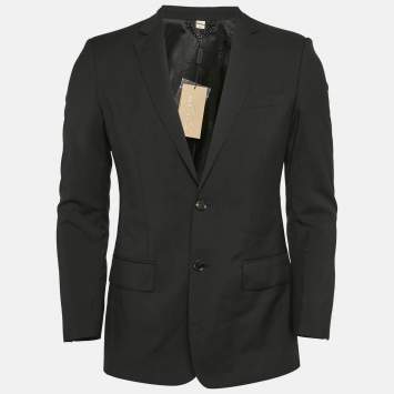 Pre Owned Burberry Black Virgin Wool Single Breasted Blazer S