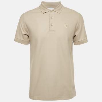 مملوكة مسبقًا Burberry Beige Logo Embroidered Cotton Pique Polo T-Shirt M