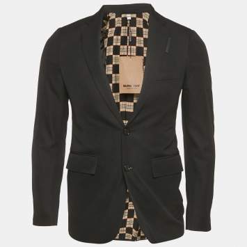 Burberry Black Gabardine Slim Fit Blazer XS