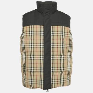 Burberry Black/Archive Beige Checks Nylon Reversible Down Vest XS