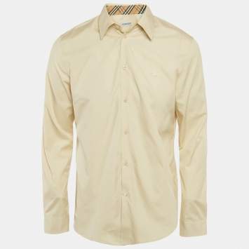 مملوكة مسبقًا Burberry Nutmeg Beige Cotton Button Front Shirt M
