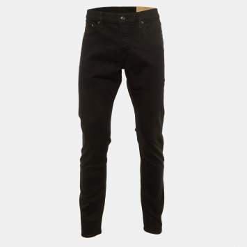 Pre Owned بنطال جينز بربري بقصة مستقيمة دنيم أسود بحجم كبير خصر 34 بوصة