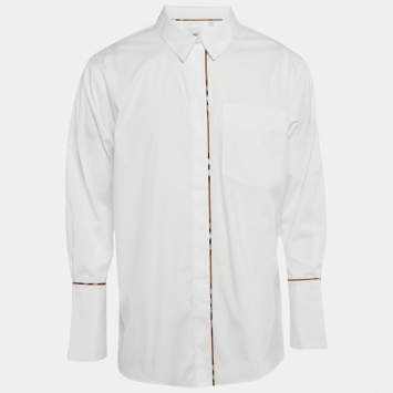 Pre Owned Burberry White Cotton Long Sleeve Shirt XXXL