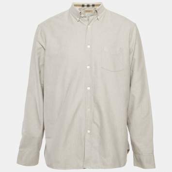 Pre Owned Burberry Grey Cotton Button Front Shirt XXL