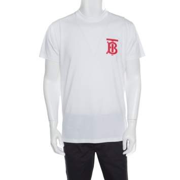 Pre Owned Burberry White B series Monogram Logo Detail Limited Edition Crew Neck T Shirt XXS