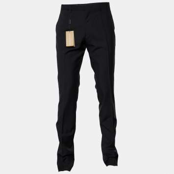 Pre Owned Burberry Black Virgin Wool Trousers M
