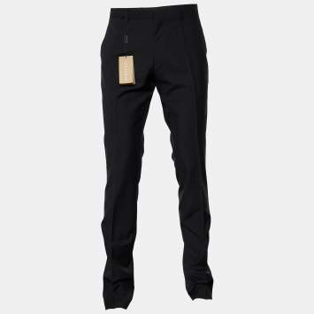 Pre Owned Burberry Black Virgin Wool Trousers M