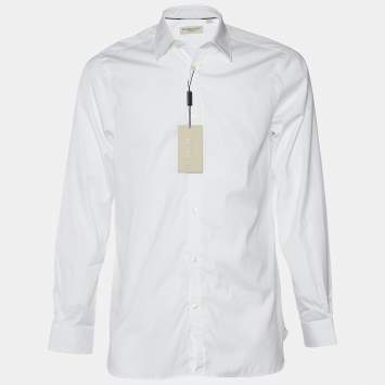 Pre Owned Burberry White Cotton Button Front Shirt M
