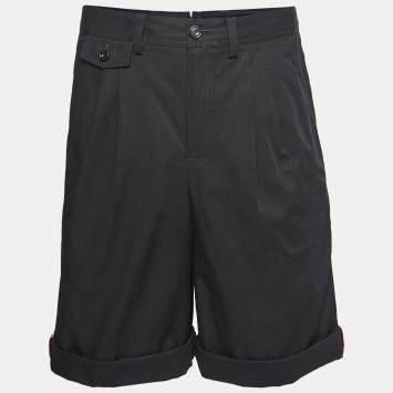 Pre Owned Burberry Black Cotton Stripe Detail Dan Shorts M