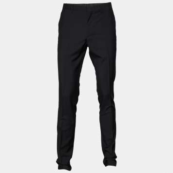 Pre Owned Burberry Black Wool Tapered Leg Pants M