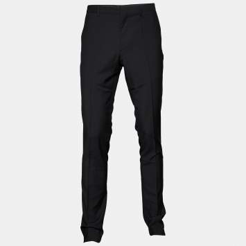 Pre Owned Burberry Black Wool Tapered Leg Pants M
